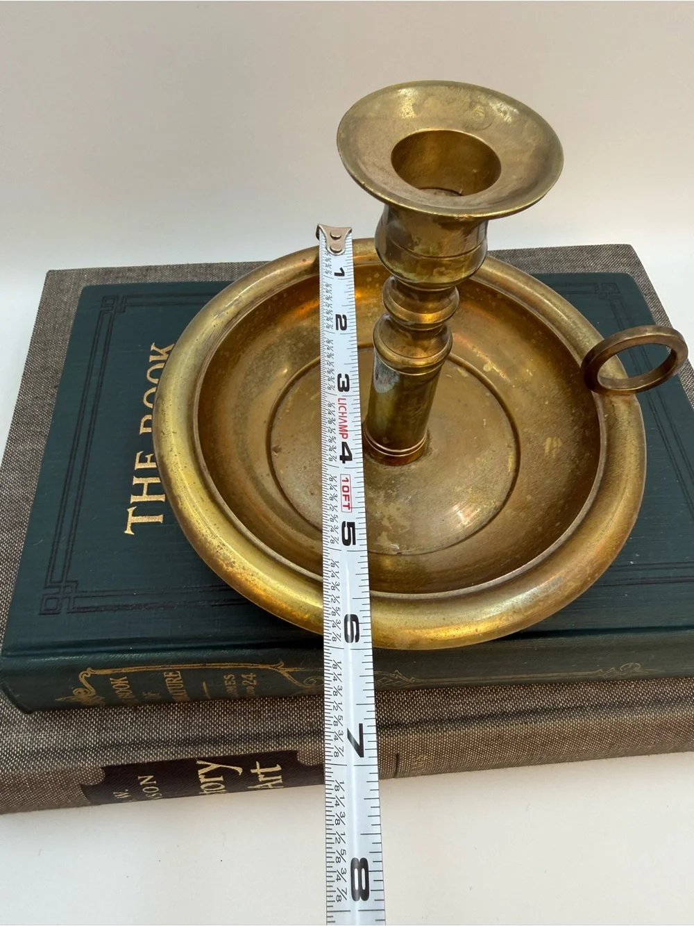 Vintage Brass CandleStick Holder Finger Loop Made In India